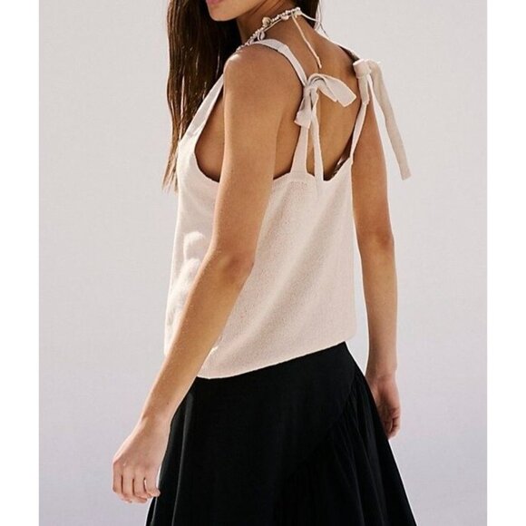 Free People Beach Keiran Sweater Knit Tank Top Beige Summer Style Womens Small - Picture 2 of 14